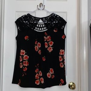 Floral cap sleeve top